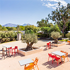 terrasse du restaurant du camping Kalliste